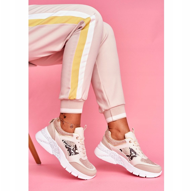 Naisten urheilukengät Beige Glitter Lisbon 2