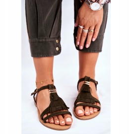 FJ1 Naisten sandaalit Flat Suede Boho Olive Lucami monivärinen vihreä 2