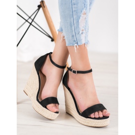 SHELOVET Seksikäs kiilamaiset sandaalit musta 1