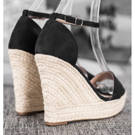 SHELOVET Seksikäs kiilamaiset sandaalit musta 2