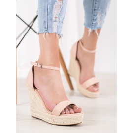 SHELOVET Seksikäs kiilamaiset sandaalit vaaleanpunainen 1