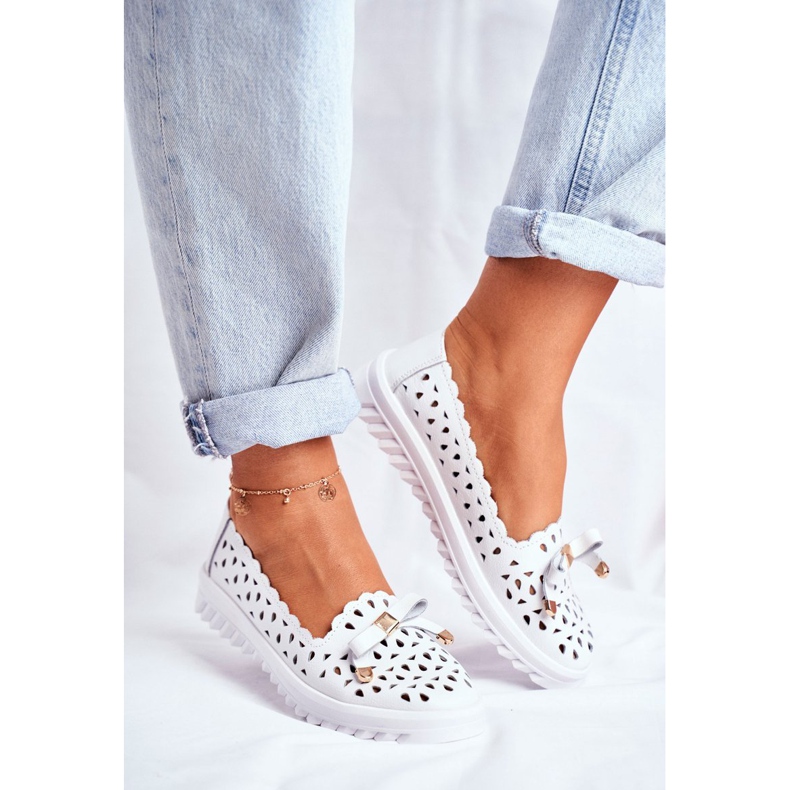 S.Barski Naisten Loaferit, Avoin nahka LR71515 Valkoinen Murrieta 1