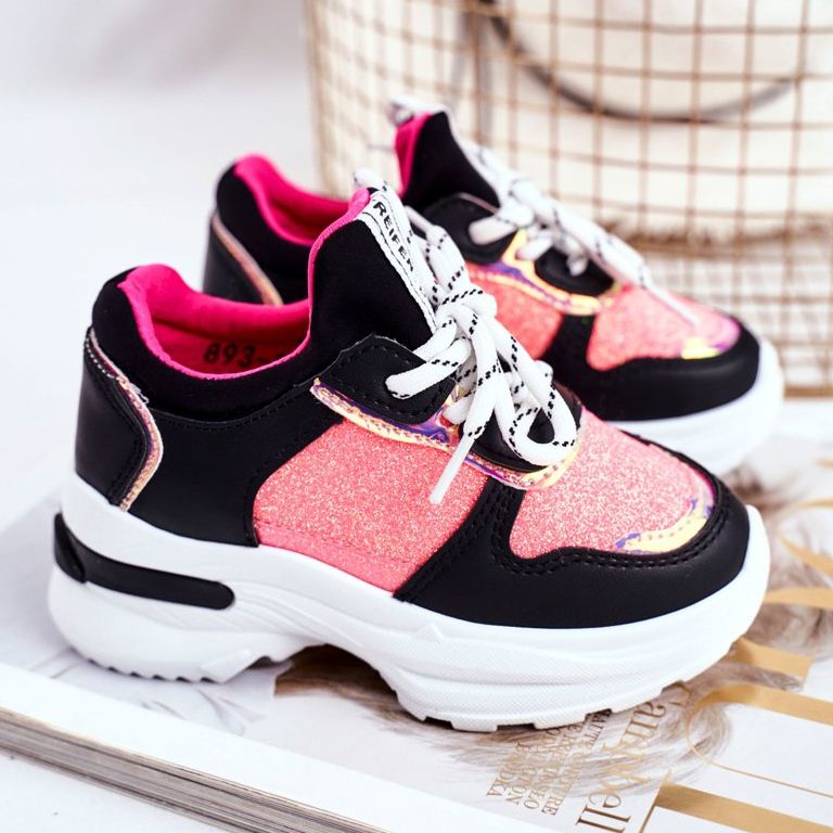 FRROCK Mustat Matylda lasten urheilukengät, joissa on glitteriä monivärinen 2