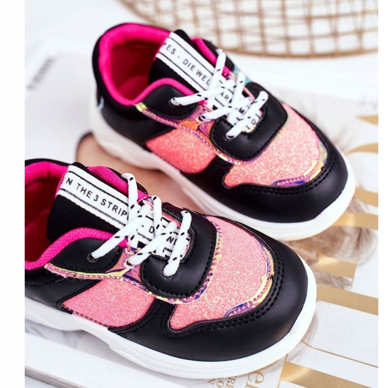 FRROCK Mustat Matylda lasten urheilukengät, joissa on glitteriä monivärinen 1