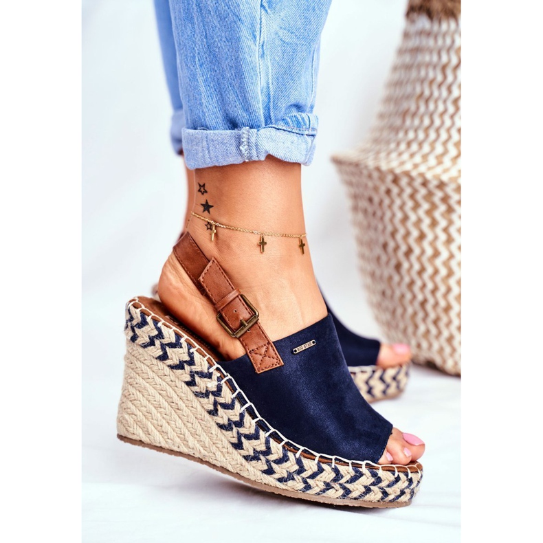 Naisten sandaalit Wedge Big Star Navy Blue FF274980 laivastonsininen 1