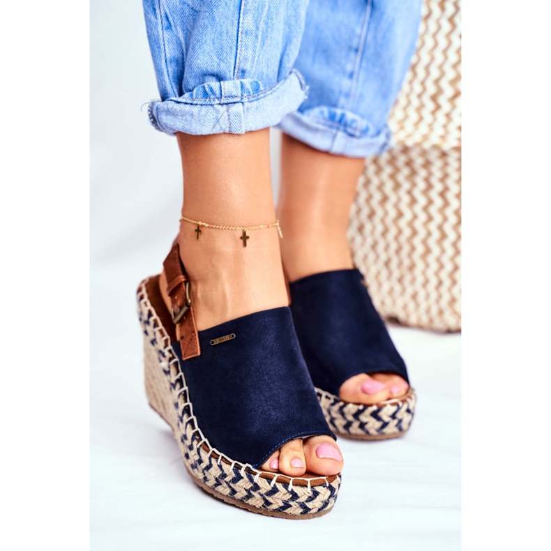 Naisten sandaalit Wedge Big Star Navy Blue FF274980 laivastonsininen 2