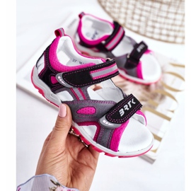 Bartek S.A. Lasten sandaalit tytöille profylaktinen Bartek T-16176-7 / 77G musta vaaleanpunainen harmaa 2