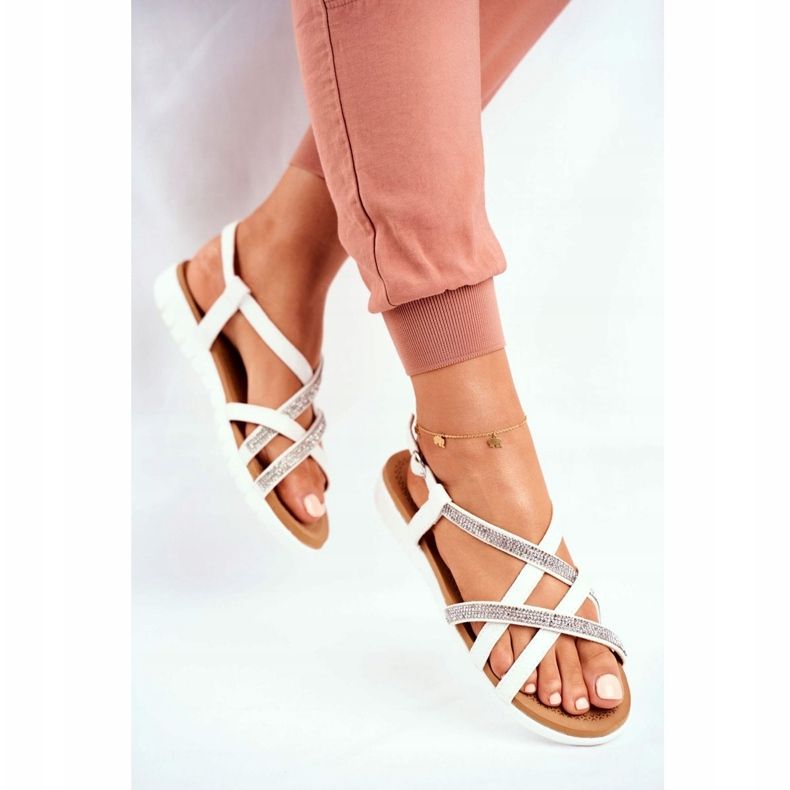 Naisten sandaalit Lu Boo jossa kuutiometriä zirkonia 406-6 White Feen valkoinen 1