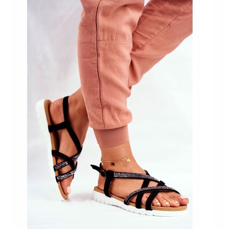 Naisten sandaalit Lu Boo jossa kuutiometri Zirkonia 406-6 Black Feen musta 1