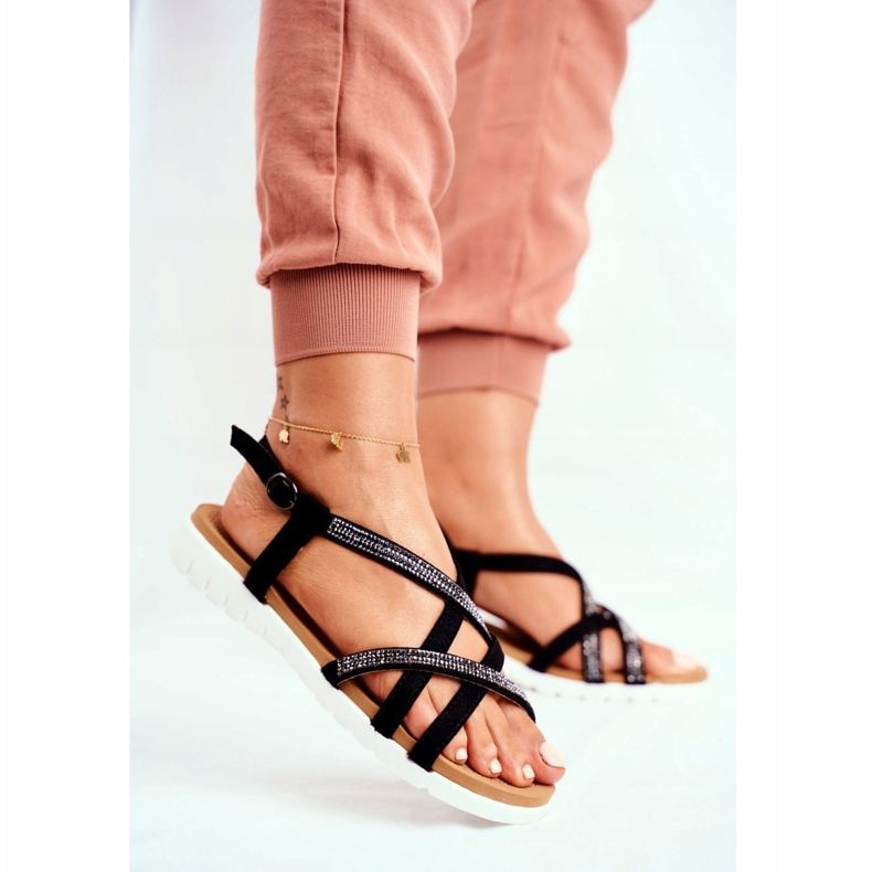 Naisten sandaalit Lu Boo jossa kuutiometri Zirkonia 406-6 Black Feen musta 2