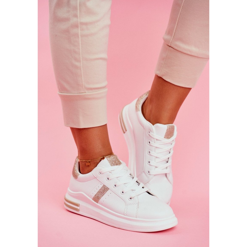 Naisten urheilukengät Valkokulta Glitter Narval valkoinen keltainen 2