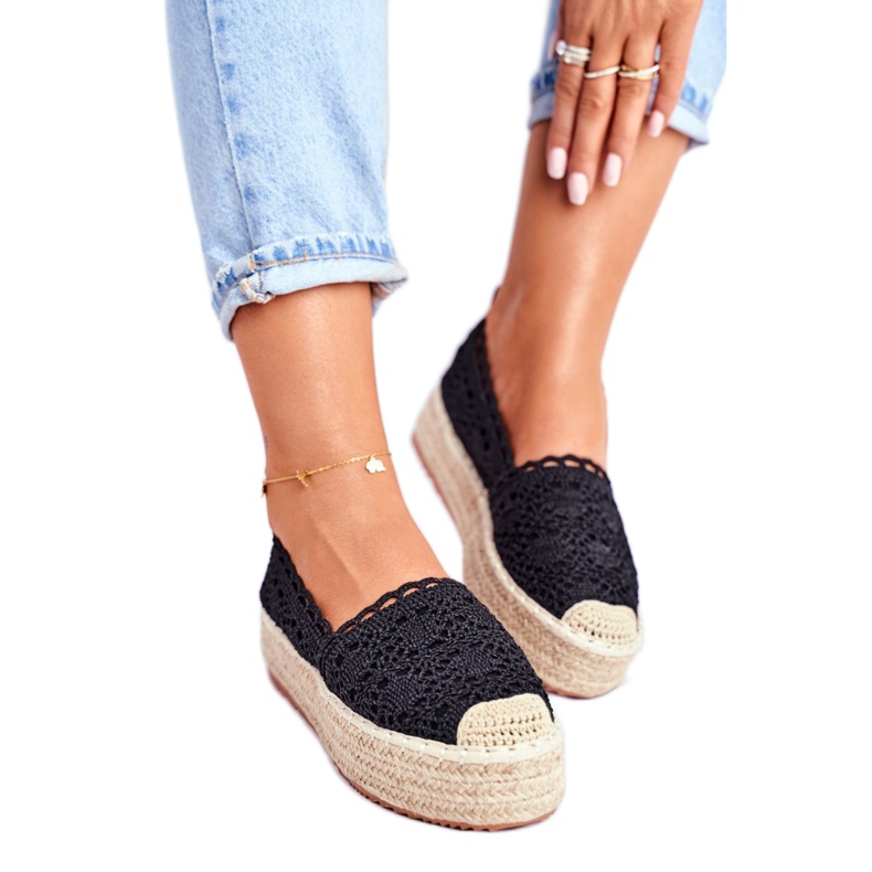 ADY Naisten Espadrilles Lace Black Desante Platform ruskea musta 1