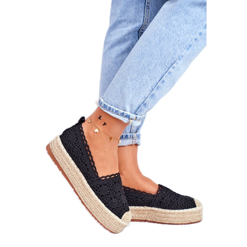ADY Naisten Espadrilles Lace Black Desante Platform ruskea musta 2