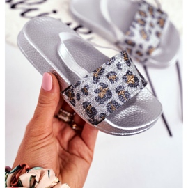 FRROCK Lasten tossut Brocade Leopard Silver Rimia harmaa 2