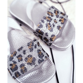 FRROCK Lasten tossut Brocade Leopard Silver Rimia harmaa 1