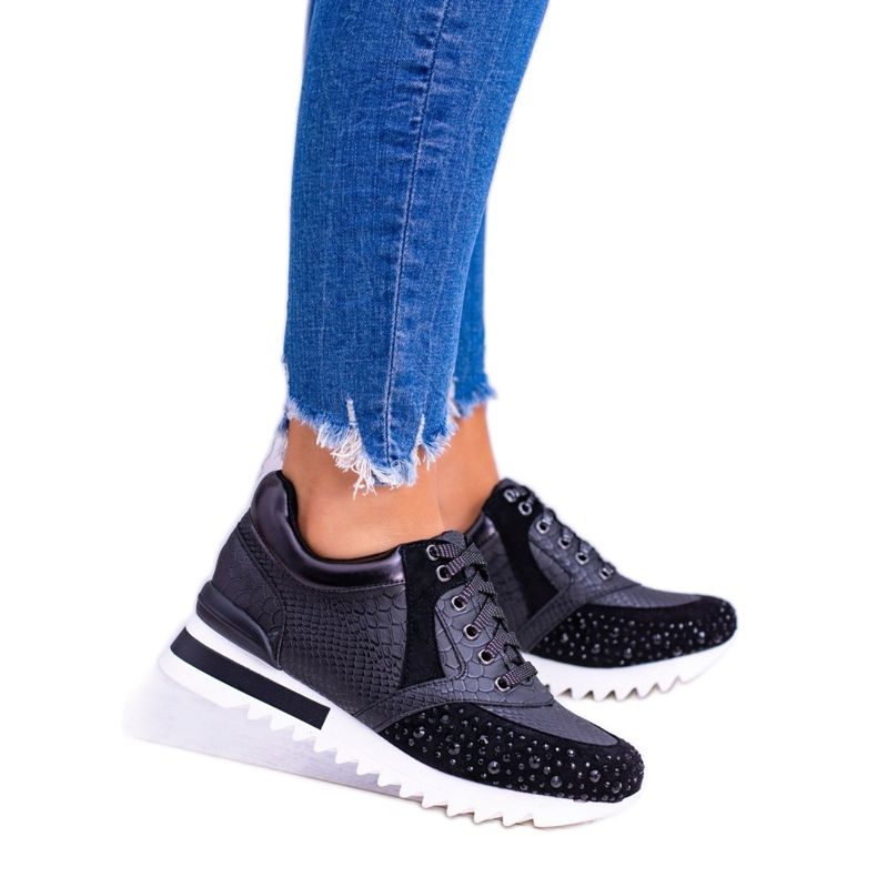 Mustat naisten urheilukengät, joissa paljetit Lu Boo Infinitiale 2