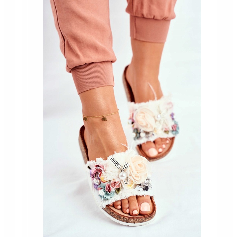 PS1 Naisten tossut kukilla Valkoinen Enrissa monivärinen 2