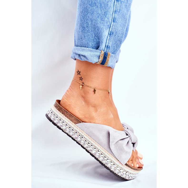 Naisten korkeat tohvelit harmaa Mortigo 2