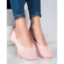 SHELOVET Kevyet openwork -ballerinat vaaleanpunainen 2