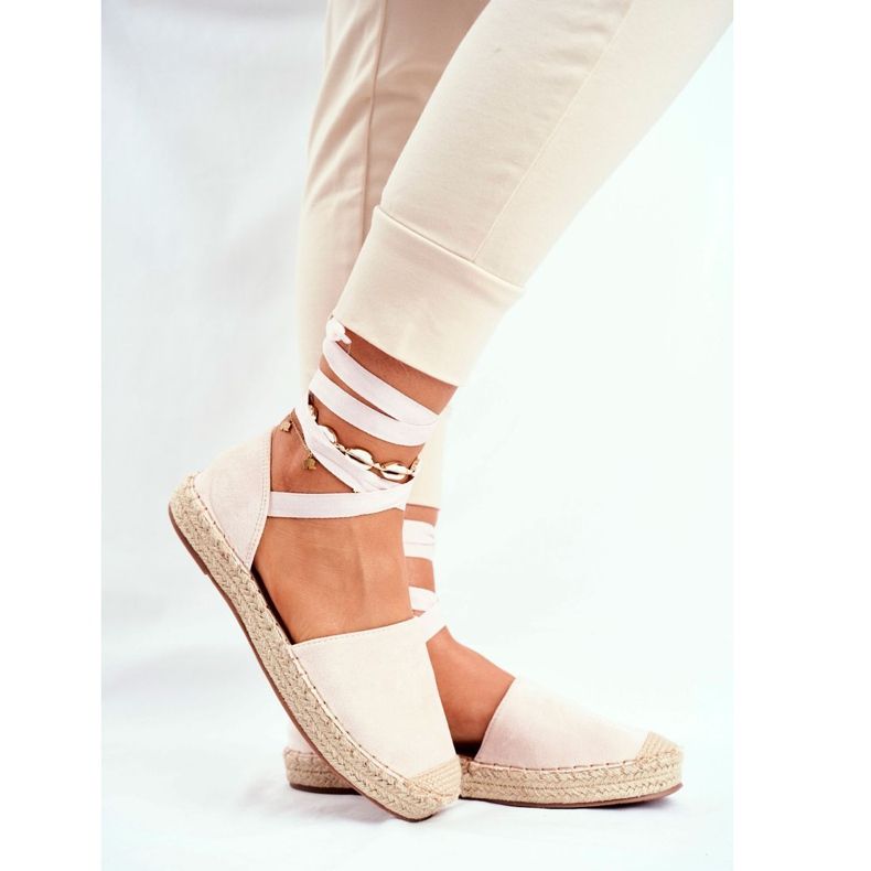 PS1 Naisten espadrillit, sidottu pellava, beige Bonjour 1
