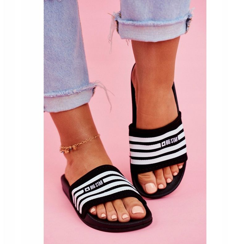 Naisten tossut Big Star Black FF274A353 valkoinen musta 2