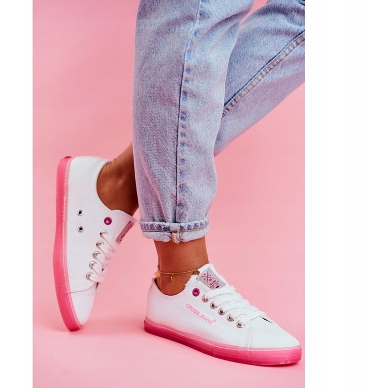 Cross Jeans Naisten lenkkarit Cross Farkut Valkoinen Vaaleanpunainen FF2R4075C 2
