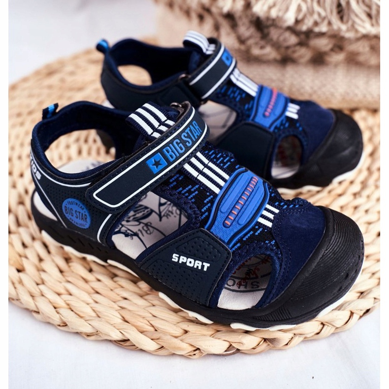 Lasten sandaalit Big Star Velcro Navy Blue FF374211 tummansininen sininen 1