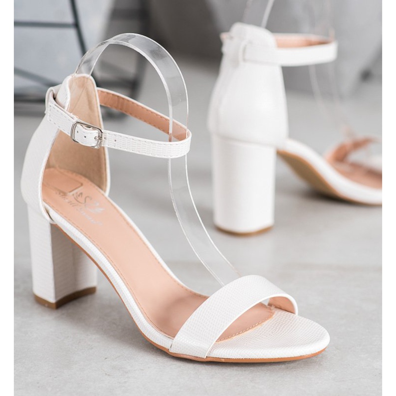 Small Swan Tyylikkäät korkeakorkoiset sandaalit valkoinen 1