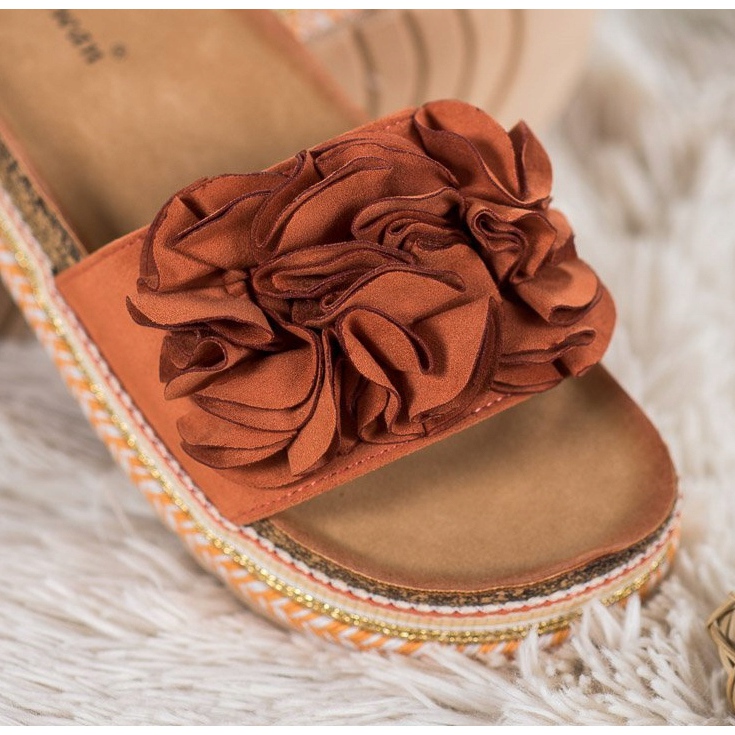 Small Swan Mokkanahkatossut koristeilla monivärinen oranssi 1