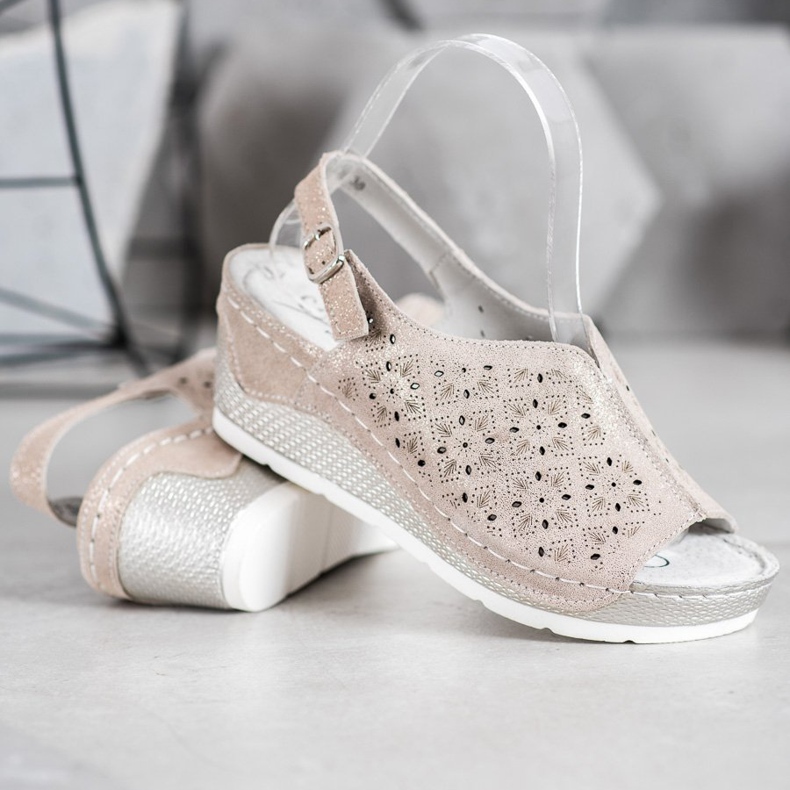 Filippo Nahkaiset sandaalit glitterillä ruskea keltainen 2