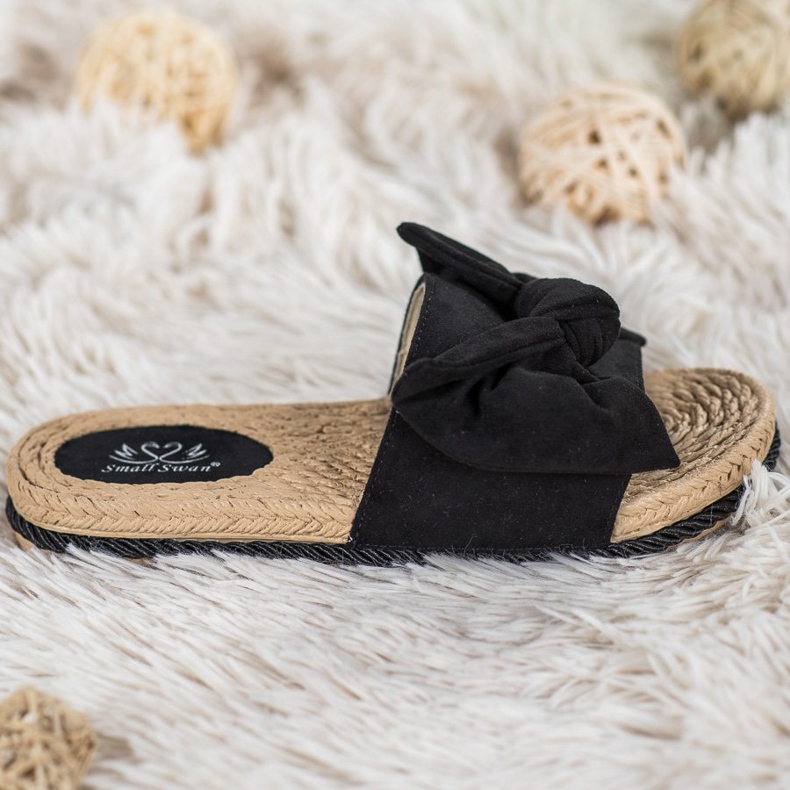 Small Swan Muodikkaat tossut, joissa on rusetti musta 1