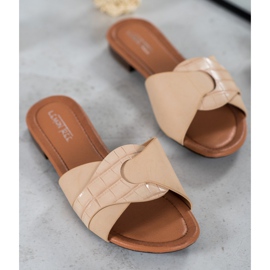 SHELOVET Tyylikkäät Eco -nahkatossut beige 1