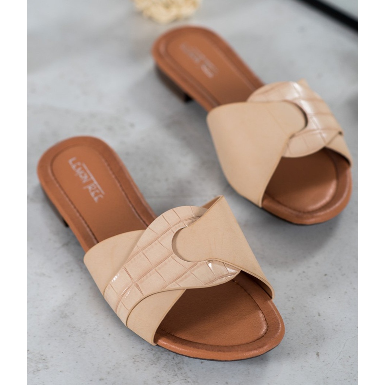 SHELOVET Tyylikkäät Eco -nahkatossut beige 1