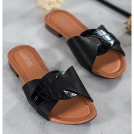 SHELOVET Tyylikkäät Eco -nahkatossut musta 1