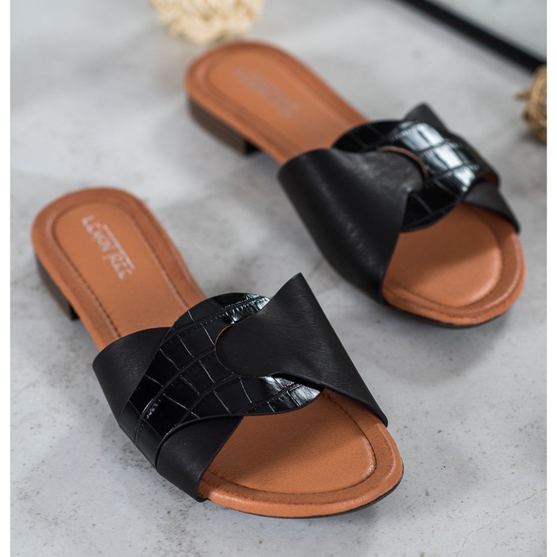 SHELOVET Tyylikkäät Eco -nahkatossut musta 1