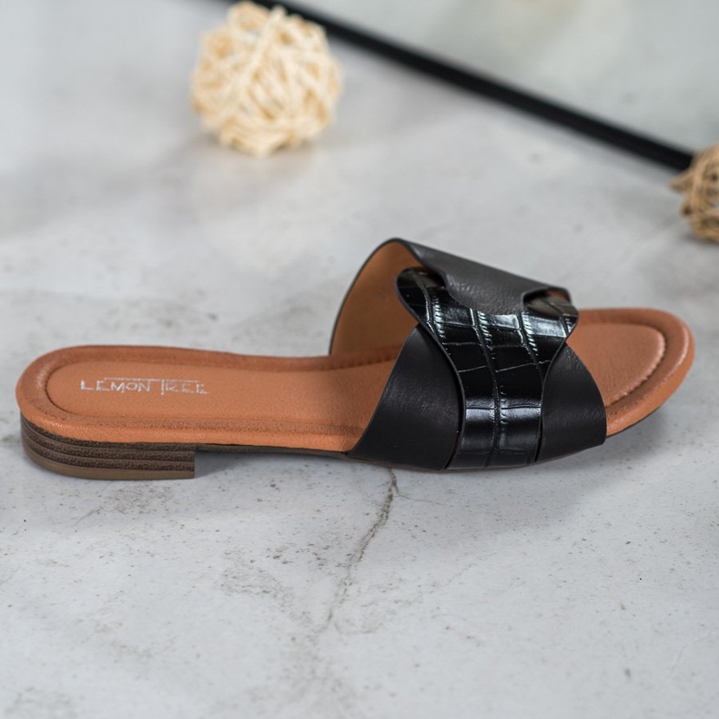 SHELOVET Tyylikkäät Eco -nahkatossut musta 2