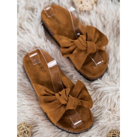 SHELOVET Mokkanahkaiset tossut jousella ruskea 2