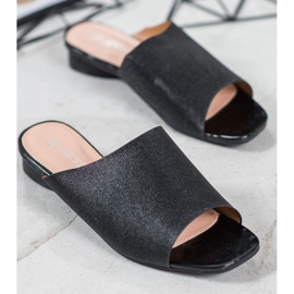 SHELOVET Tyylikkäät tossut glitterillä musta 1