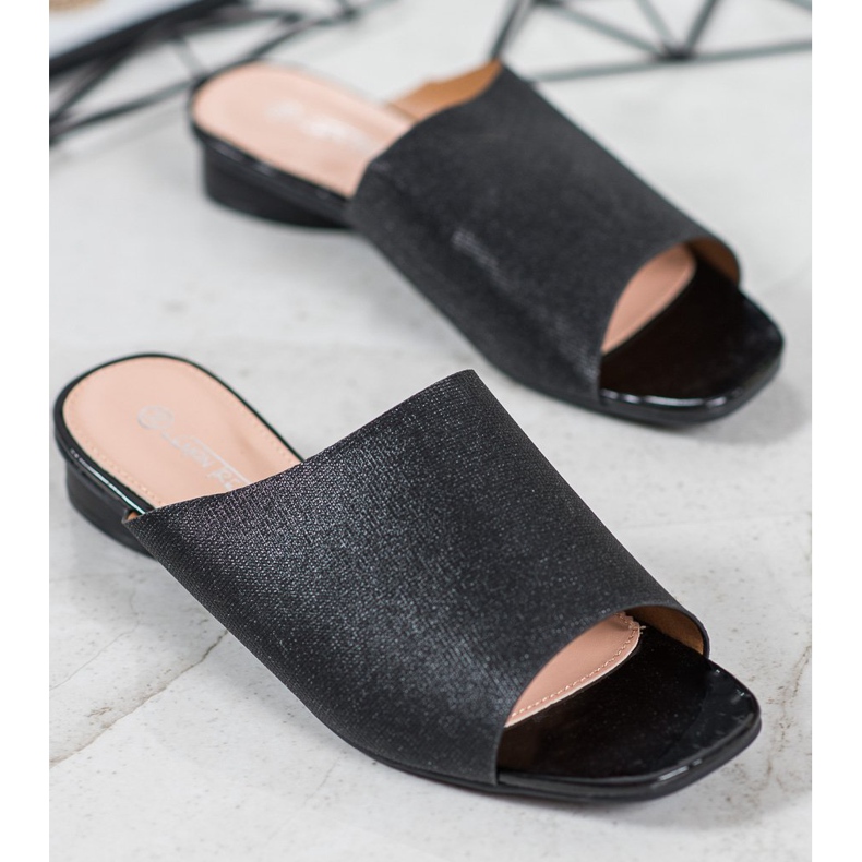 SHELOVET Tyylikkäät tossut glitterillä musta 1