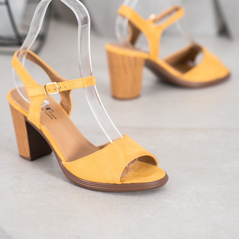 SHELOVET Keltaiset mokkanahkaiset sandaalit keltainen 2