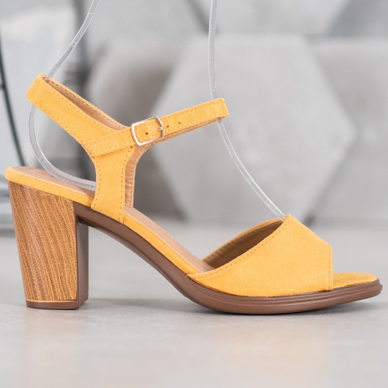 SHELOVET Keltaiset mokkanahkaiset sandaalit keltainen 1