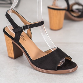 SHELOVET Mustat mokkanahkaiset sandaalit 1