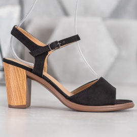 SHELOVET Mustat mokkanahkaiset sandaalit 2