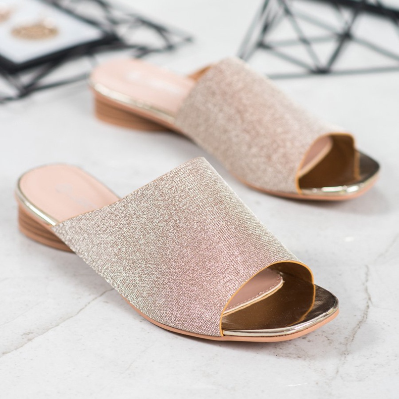 SHELOVET Tyylikkäät tossut glitterillä keltainen 1