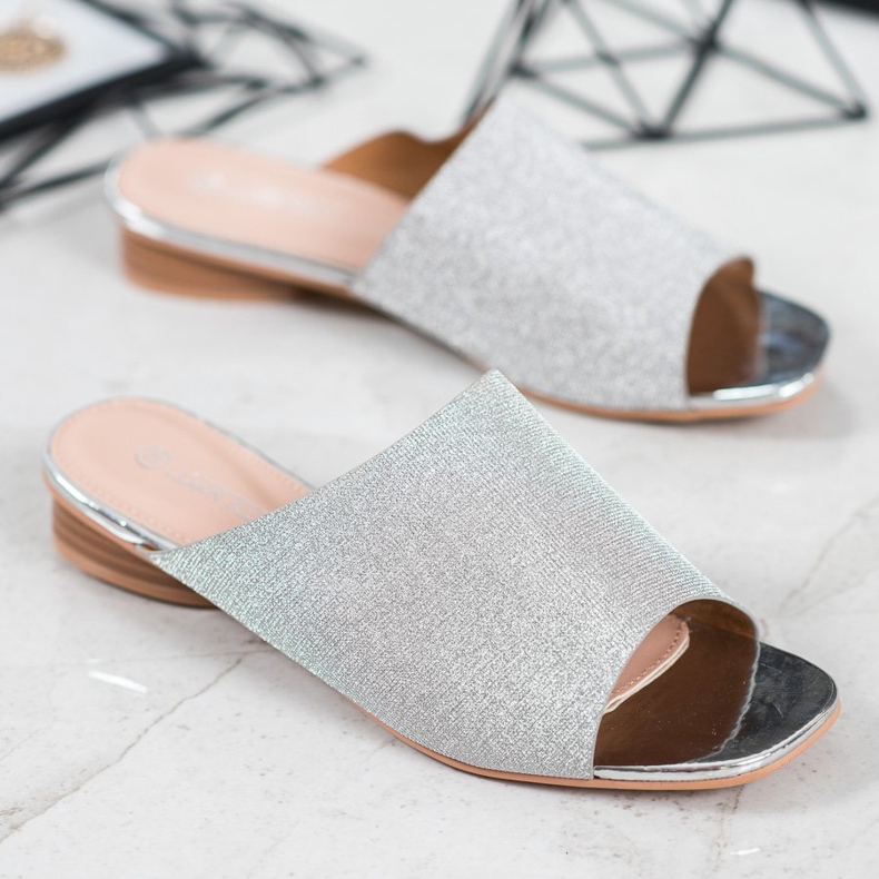 SHELOVET Tyylikkäät tossut glitterillä harmaa 1