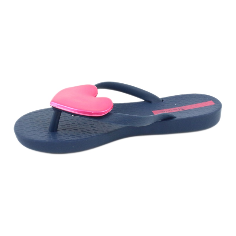 Tyttöjen merivoimien sininen flip -Flops, jossa on vaaleanpunainen sydän Ipaneman 1