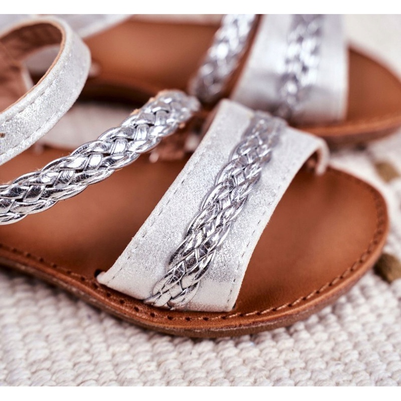 FRROCK Lasten hopeiset Kremo -sandaalit harmaa 3