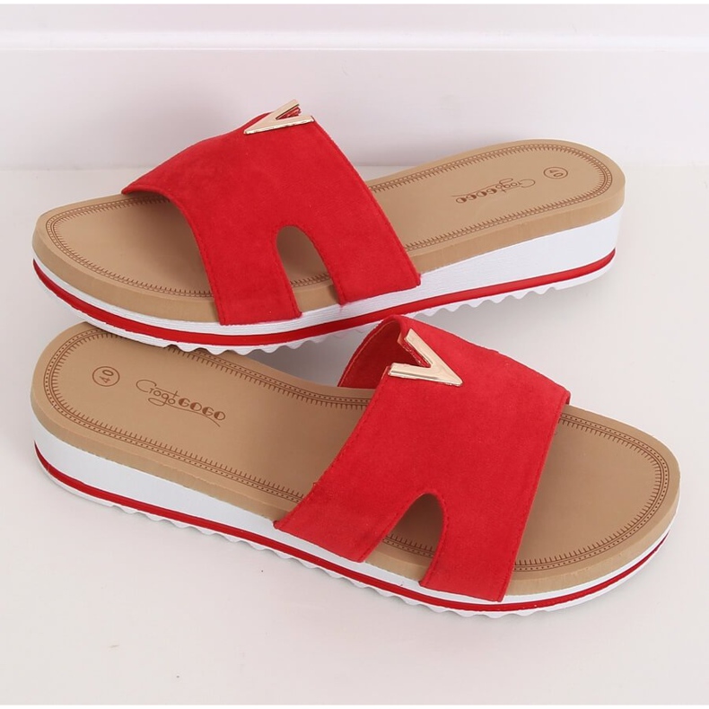 Punainen Naisten punaiset tohvelit G-5035 Punainen 2