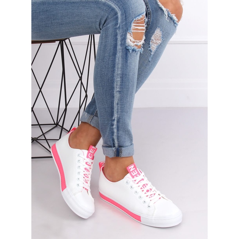 Valkoiset CC-17 Fushia naisten lenkkarit valkoinen vaaleanpunainen 2