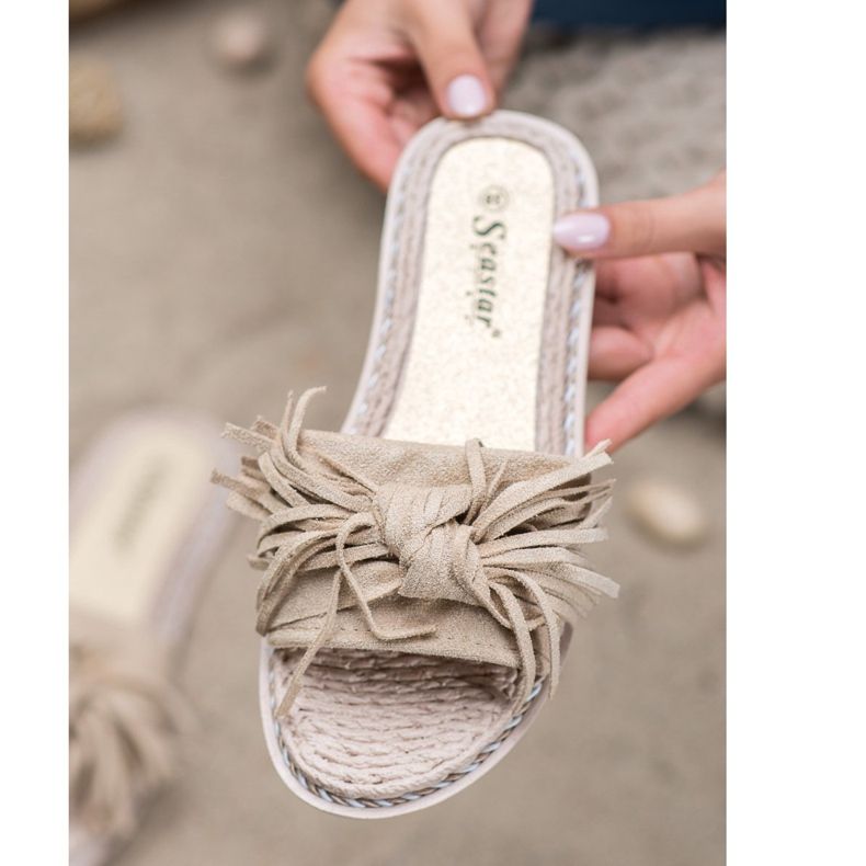 Seastar Mukavat tossut, joissa on hapsut beige 1